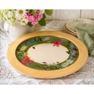 Tracy Porter A La Carte Oval Serving Platter Floral Hand Painted 15”